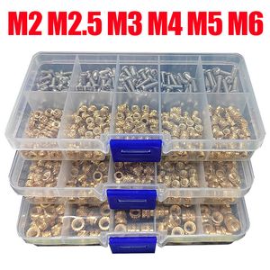 Gereedschapsonderdelen Messing Inzet Moer en Schroeven Set M2 M2.5 M3 M4 M5 M6 Gekartelde Warmtedraad Koperen Moeren 304 RVS Bout Assortiment Kit 230727