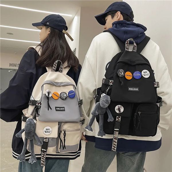 Outillage hommes femmes sac à dos femme grande capacité sacs à dos d'école pour adolescents Harajuku étudiants sacs mode coréenne 240103