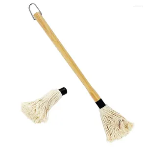 Outils 1 PC Grill Bading Brush BBQ Mop Professional Barbecue Mops Tête en fibre de coton Manche en bois dur naturel