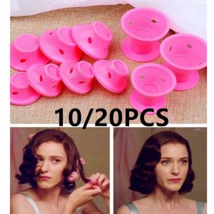 Outils 10 / 20pcs Pink Magic Hair Carers Rouleaux Soully Silicone Hair Curler Pas de chaleur sans clip curling Style Styling DIY Tool pour les cheveux burler