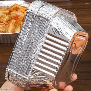 Outils 10 pièces cuisson jetable feuille d'aluminium boîte d'emballage cuisine rectangulaire plateau en aluminium BBQ spécial bol épaissi à emporter