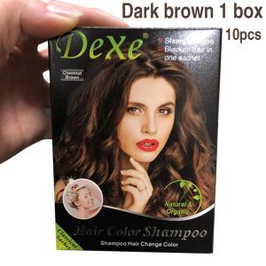 Outils 10 pièces/boîte Dexe shampooing pour cheveux noirs vin rouge brun foncé 5 minutes teinture cheveux en herbe noire naturel plus rapide restauration des cheveux Colorant