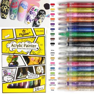 Gereedschap 12/18/24 kleuren Nail Art Tekenpen Graffiti Acryl Pen Set Pintura ondoordringbare Liner Brush DIY Kleurrijke Schoonheid Manicure Gereedschap