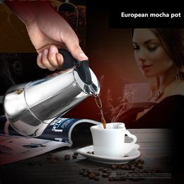 Gereedschap 12 kopjes / 600 ml Espressomachine Moka Pot met grote capaciteit Roestvrij Steel304 Latte Percolator Kantoor Familiefeest Achthoekige Koffiekan