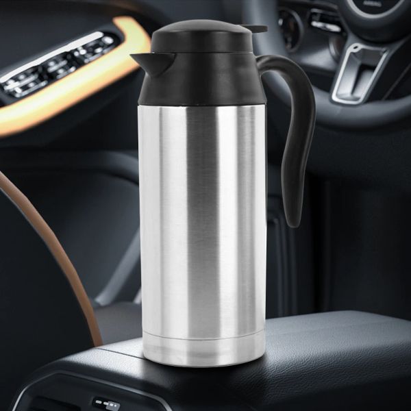 Outils 12V 24V Tasse de chauffage de voiture 750ml Bouilloire électrique en acier inoxydable Smart Boil Dry Protection Bouilloire Voyage Café Miik Tasse Warmer Cup