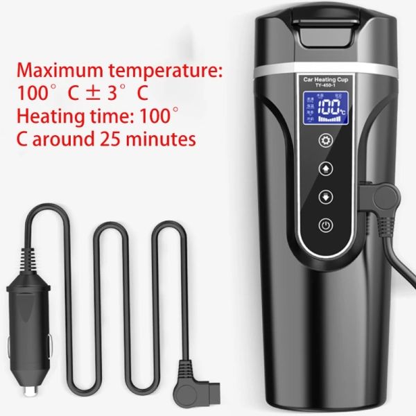 Outils 12V 24V Portable voiture chauffage tasse en acier inoxydable chauffe-eau bouteille voiture bouilloire tasse à café LCD affichage température livraison directe