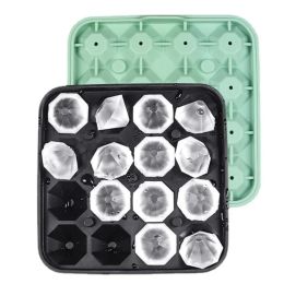 Herramientas 16 cuadrícula de diamantes bandeja de hielo caja de molde de alimentación de alimentos de silicona bloques de cubos de hielo fabricante maquinadora whisky barra de vinos herramientas de cocina gadgets