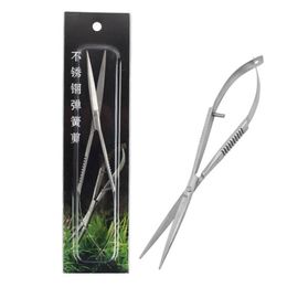 Outils 1 pièce de ciseaux à ressort incurvés droits en acier inoxydable, outils d'entretien du paysage pour plantes aquatiques et Aquariums, ciseaux pour plantes aquatiques