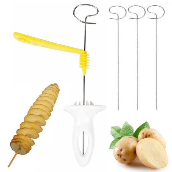 Herramientas 1 Juego de rebanador de patatas ciclón giratorio para el hogar, cuchillo rebanador en espiral, pincho, cortador de manivela, herramienta de cocina de corte de hilo DIY