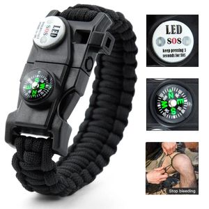 Gereedschap 20 In 1 overleving gevlochten armband touw mannen EDC noodgereedschap LED SOS Bracelet Outdoor Camping Hunting Tactical Survival Gear