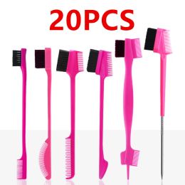 Outils 20 pcs Brosse de bord de cheveux avec peigne de rat peigne à double face peigne à cheveux peigne à cheveux multipartite brosses de sourcils pour les femmes filles beauté