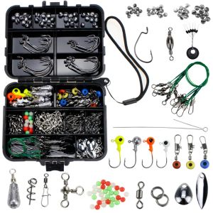 Gereedschap 249PCS Set vistuig Visgerei Kit Tackle Box Set Zeevisartikelen Hoge sterkte lijnconnector Harpoenvissen