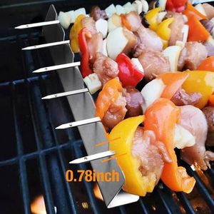 Outils 2PCS BBQ BBQ se dresse 6 emplacements Ustensiles à chaleur Ustensiles Barbecue Grill Set Kebabs Accessoires