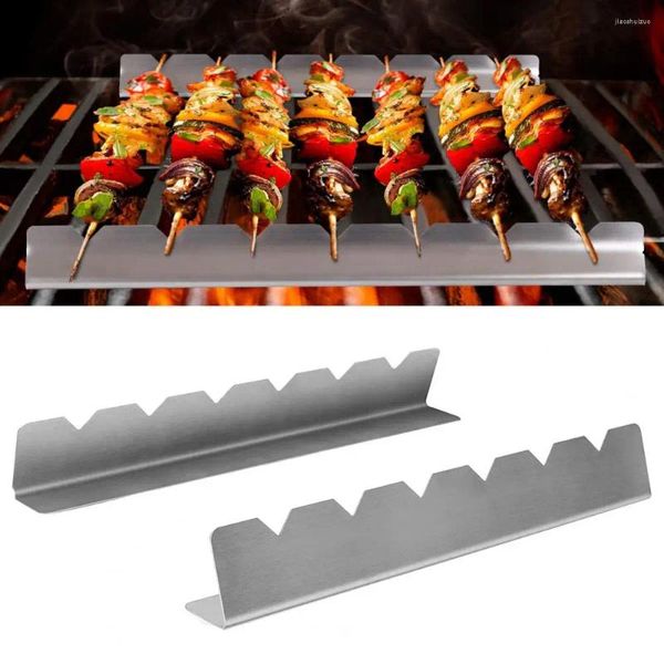 Herramientas 2 uds conjunto de soporte para pinchos ecológicos estantes para Kebabs de Color plateado parrilla de calidad alimentaria utensilios de dos piezas