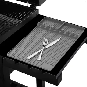 Gereedschap 2 stks Grill zijplankmat MAT Food Grade Silicone Griddle Tool met DRIP Pad herbruikbaar BBQ -gebruiksvoorwerp aanrecht