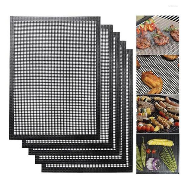 Outils 2PCS Réutilisable Barbecue BBQ Grill Mat Mesh Antiadhésif Cuisine Cuisson Grilling Liner 40 33cm