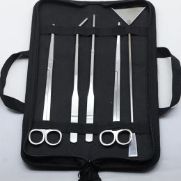 Outils 3/5 pièces/ensemble Kit d'outils de nettoyage d'aquarium pince à épiler courbe ciseaux réservoir de poisson plantes d'eau herbe acier inoxydable outil d'entretien costume