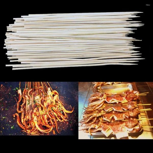 Outils 30cmx2,5 mm 200pcs / lot Natural Bamboo Bamboo BBQ Barbecue Shish Kabob Sticks Stick Candy à nourriture jetable