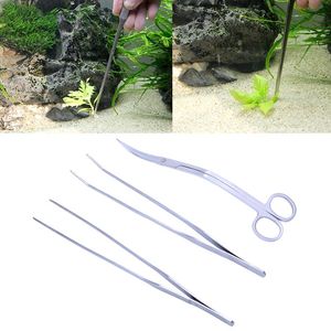 Outils 3 en 1 pour plantes aquatiques vivantes d'aquarium, pincettes à long manche, ciseaux, Kit d'outils de garniture