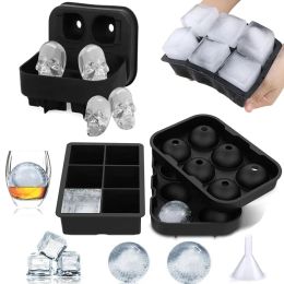 Outils 4/6 BALLE GRID Big Square Ice Cube Moule Black Silicone Ice Cube Maker Reutilisable Brick Ice Cube Plateau pour le congélateur Brinks Whisky Whary