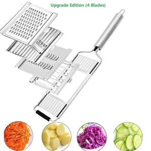 Gereedschap 4 In1 Vegetable Slijpliceer Staatloos Steel Shredder Cutter Multipurpose Vegetable Slijringen Set Manual Fruit Wortel Aardappelrail