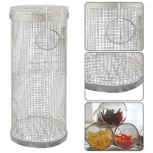 Gereedschap 4Pack BBQ Rolling Rack Basket Roestvrijstalen mesh -cilinder voor camping Picknicks Outdoor Round Grid