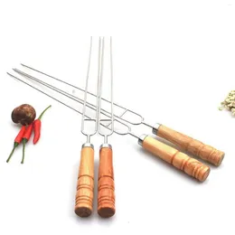 Outils 4pcs Barbas en acier inoxydable brochettes barbecue brochettes kebab cueillettes de cuisine pique-nique réutilisable non glisser pour le poulet aux crevettes shish