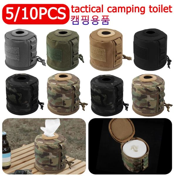 Outils 5/10PCS Sac de rangement de papier en rouleau tactique Sangle suspendue Molle Papier de soie de toilette Organisateur portable pour camping randonnée