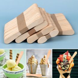 Gereedschap 50/100 stks Ice Cream Sticks houten ijslolly dessert lepels Popsicle sticks handvaartuigen Diy Ice Cream Lolly Making Tools