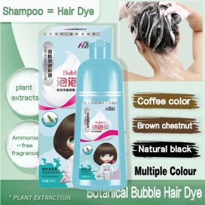 Outils 500ML Botanique Bubble Hair Dye Shampooing Doux Sain Longue Durée Couleur Noir Shampooing Pour Femmes Bio À Base de Plantes Teinture Cheveux