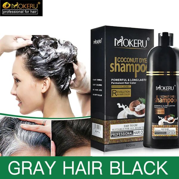 Herramientas 500ml champú permanente para cabello negro tinte orgánico Natural para el cabello rápido esencia de aceite de coco champú para teñir el Color del cabello negro para mujeres y hombres