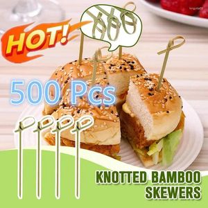 Outils 500pcs 12 cm Bambou Bamboo Stick Barbout Cocktail Picks Fruit Fruit Barbeque Party Decoration Bar Tool