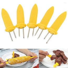 Outils 5pcs Happeurs de maïs en acier inoxydable brochettes de plongés Jumbo sur le Cob Dog Fruit Forks Kitchen BBQ accessoires