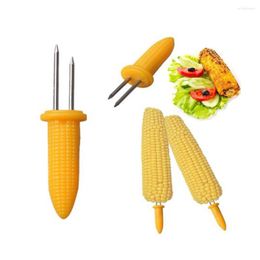 Outils 6/12PCS Maïs sur les supports d'épis en acier inoxydable BBQ Prongs Brochettes Fourchettes Party Grilling