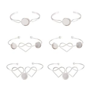 Outils 6pcs bracelet de manchette vierge bracelet de lien de base réglage de cabochon pour bracelet de montre en cuir bracelet ouvert en métal bricolage fournitures de fabrication de bijoux