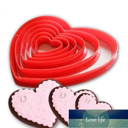 Gereedschap 6 stks / set hartvormige plastic cakevorm cookie cutter fondant biscuit stempel suiker ambachtelijke decoraties mallen bakken