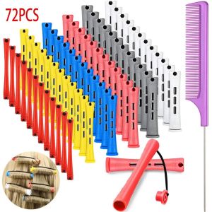 Outils 72 pièces tiges de permanente de cheveux tiges de vague froide courtes tiges de permanente en plastique rouleaux de friser les cheveux bigoudis avec peigne à queue en acier