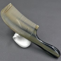 Outils 8,66 pouces corne de Yak naturelle poignées rondes peigne à dents fines peigne plus droit brosse de Massage antistatique pour cheveux
