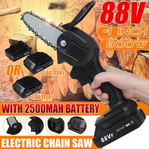 Herramientas 88V 800W motosierra eléctrica batería de litio Mini poda herramienta de jardín con una sola mano con sierras de cadena herramienta de carpintería recargable