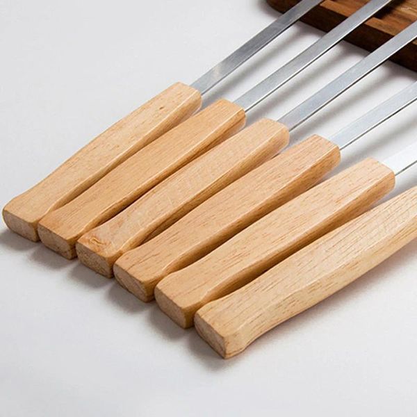 Outils 8x brochettes de brochettes pour griller des brochettes en métal Shish Kebab poulet légumes couverts de barbecue