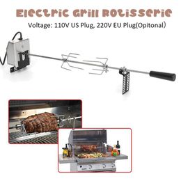 Gereedschap Accessoires 4W 120 cm Automatische elektrische BBQ Grill Rotisserie Parts Motor Spit Roaster Rod Fork vork camping Barbecue