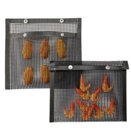 Gereedschappen Accessoires Herkruikbare anti-aanbakmesh grilltas voor picknickgereedschap voor buiten gemakkelijk te reinigen BBQ bak draagbare raster barbecue