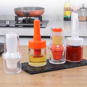 Outils Accessoires Silicone BBQ Grill Bouteille D'huile Avec Brosse Barbecue Rôti Résistant À La Chaleur Badigeonner Cuisson Brosses Couverture Cuisine