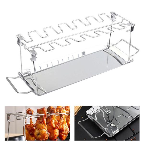 Gereedschap Accessoires Roestvrijstalen kaartsleuf Rundvlees Kippenpootrek Grillclip Opvouwbare ovenbrander Outdoor reisbarbecue