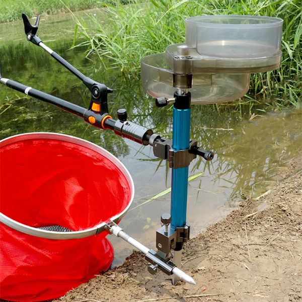 Herramientas soporte de tope de caña de pesca de aluminio soporte de uñas molidas soporte de cesta de cesta multifunción soporte portátil liviano gea al aire libre