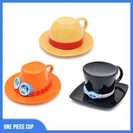 Herramientas Anime taza de una pieza taza de agua Cosplay creativo tres hermanos sombrero en forma de taza de café Ace Sabo Taza de cerámica para fiestas Anime