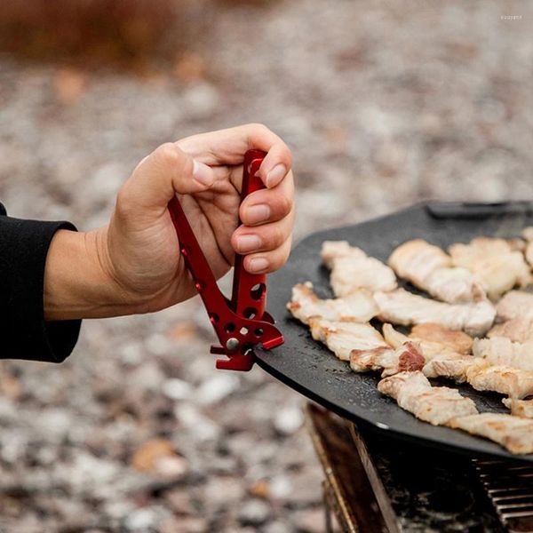 Outils Anti-brûlure Pot Pan Bol Pince En Alliage D'aluminium Anti-Pince Résistance À Haute Température Pour La Randonnée En Plein Air Pique-Nique Barbecue