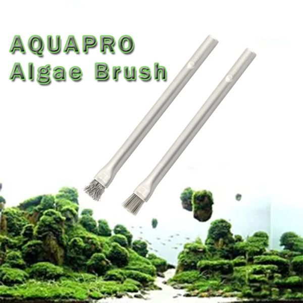 Outils Aquapro Brosse à algues Accessoire d'aquarium Outil de nettoyage d'aquarium en acier inoxydable Hard Pro Nettoyant à eau Remover Plante Qualité ADA