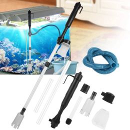 Outils Aquarium Nettoyeur de gravier électrique Changeur d'eau alimenté par batterie Pompe à siphon à vide Laveuse à sable avec sacs filtrants pour aquarium