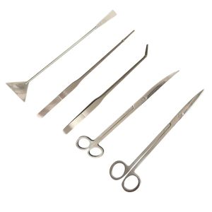 Outils Kit d'outils d'entretien d'aquarium pince à épiler courbe ciseaux support de stockage réservoir de poisson plantes d'eau herbe outil de nettoyage en acier inoxydable